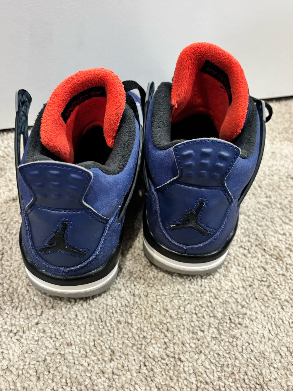 Jordan Kids Navy Blue and Black Sneakers with Orange Trim - Picture 3 of 9